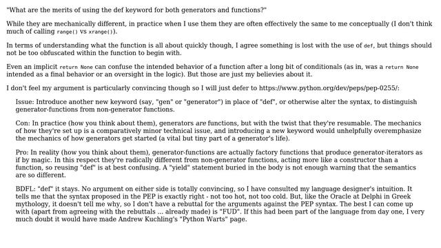 Software Engineering: Why do python generators and functions share the "def" keyword? смотреть онлайн
