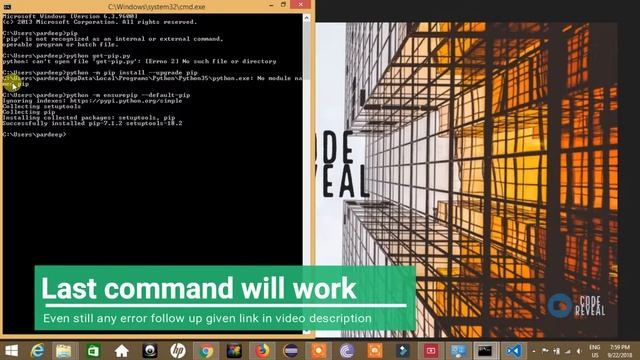 Install and fix pip in windows| Python 3 | Code Reveal смотреть онлайн