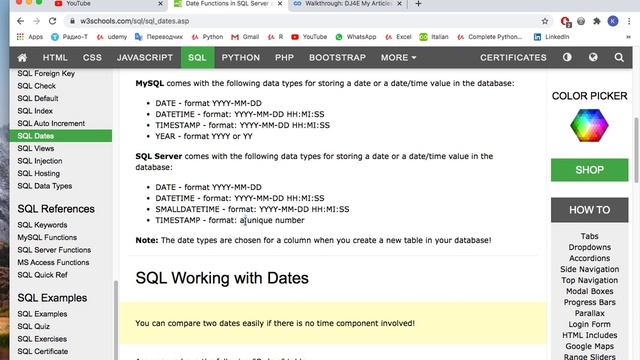 Урок по SQL - 53 - Working with Dates смотреть онлайн