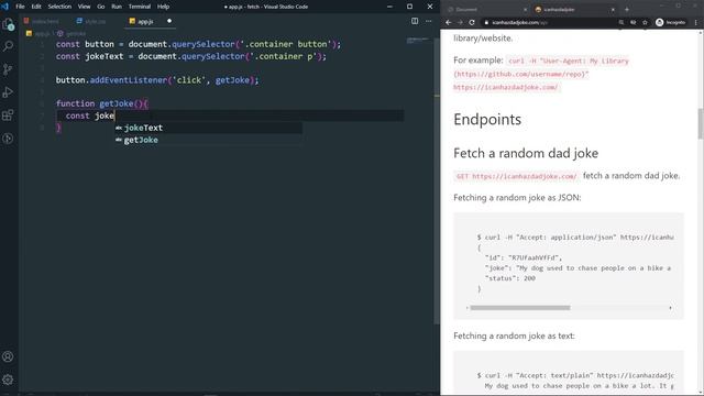 Random Joke Generator | JavaScript Fetch API смотреть онлайн