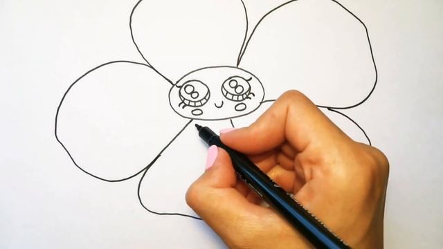 Как нарисовать цветок/кавайный цветок/крисивый цветок рисунок//How to draw a flower/ смотреть онлайн