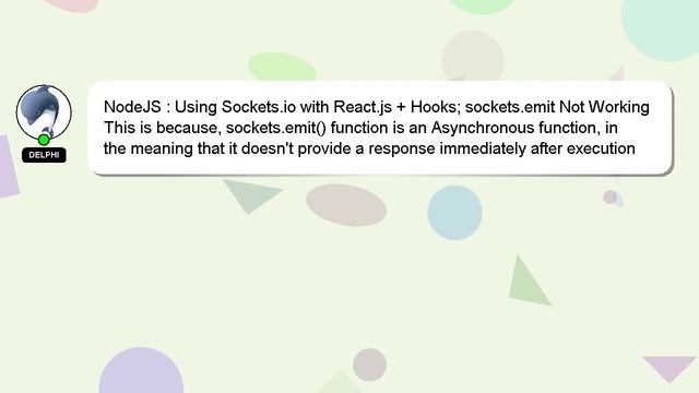 NodeJS : Using Sockets.io with React.js + Hooks; sockets.emit Not Working смотреть онлайн