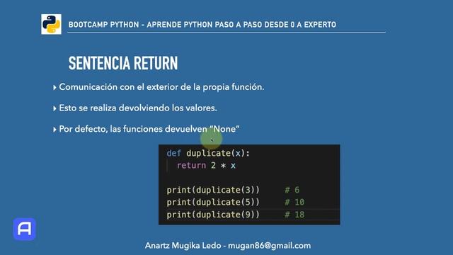Bootcamp Python 3 - Funciones - Sentencia return смотреть онлайн
