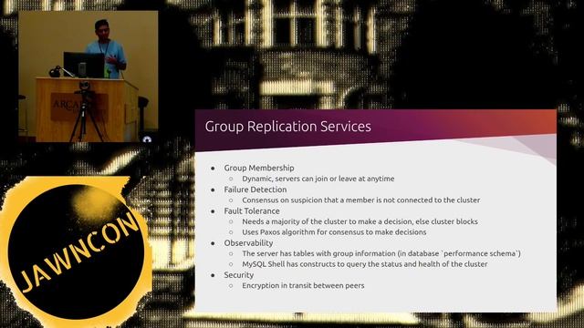 JawnCon 0x0 - High Availability in MySQL using Group Replication - Shayan Patel смотреть онлайн