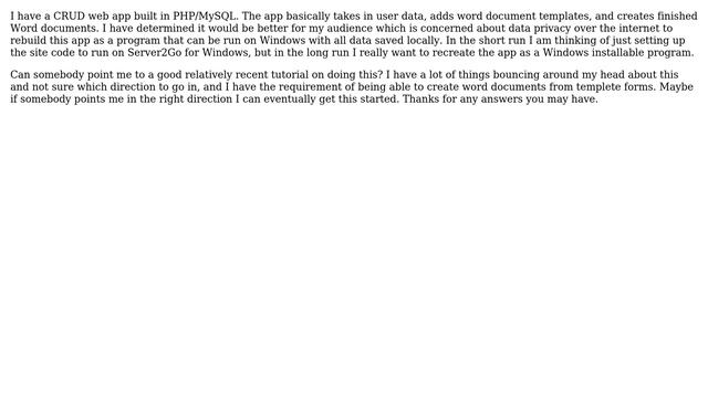 Rebuild PHP/MySQL site as a Windows based program смотреть онлайн