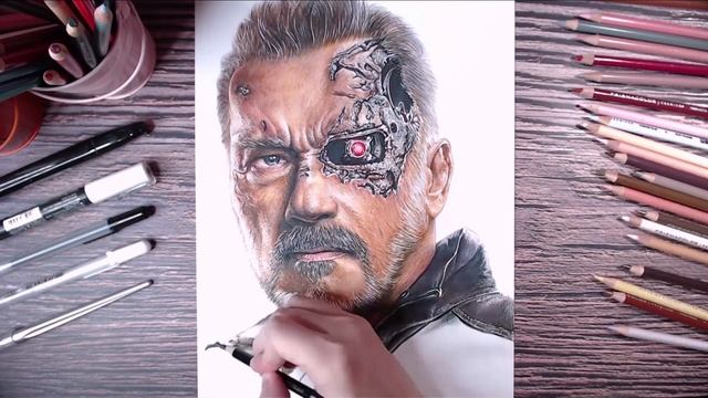 Drawing Terminator Dark Fate : Arnold Schwarzenegger ? How to draw the Terminator T-800 | FANFAN смотреть онлайн