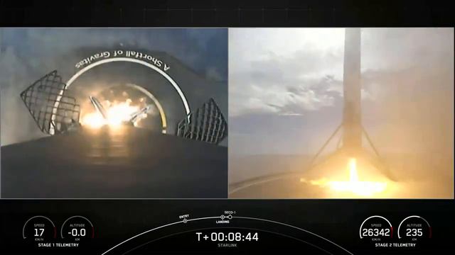 Упешная посадка первой ступени ракеты Falcon 9 смотреть онлайн