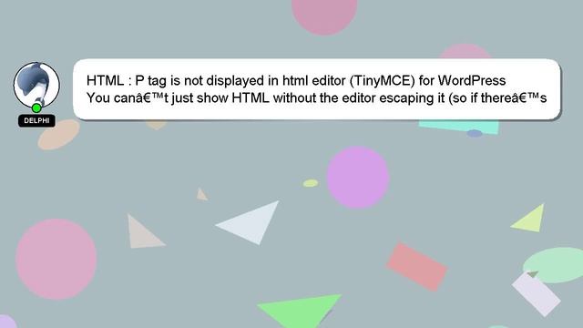 HTML : P tag is not displayed in html editor (TinyMCE) for WordPress смотреть онлайн