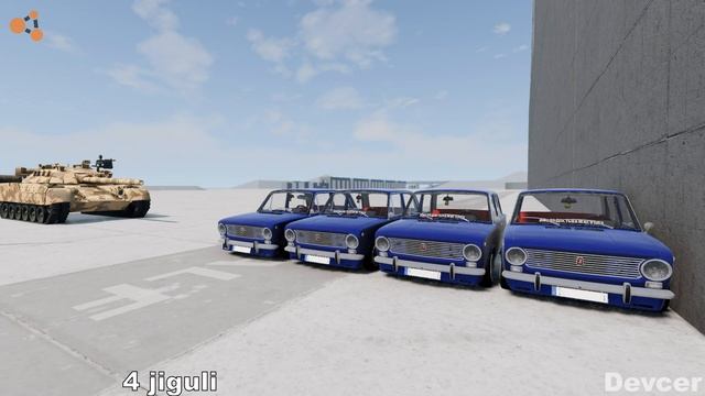 Tank vs Lada 2101 jiguli 1000 Km/H Crash TEST! BeamNG drive смотреть онлайн