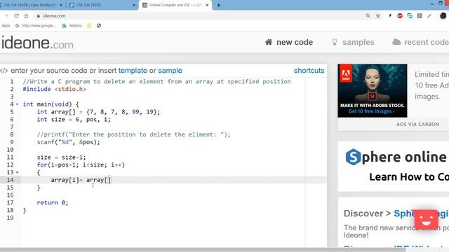 Delete an element in an array Class 15.04.20 смотреть онлайн