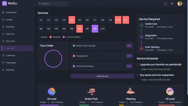 Car dashboard with React and Tailwind CSS смотреть онлайн