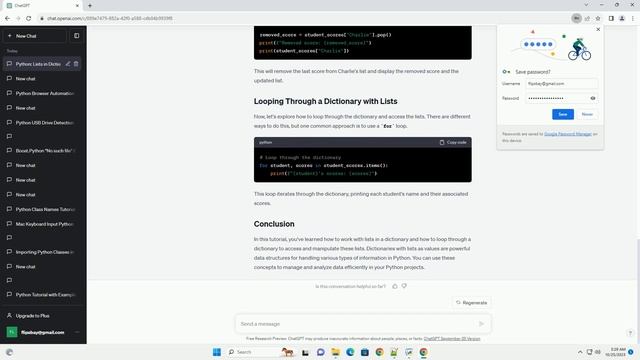 List in a dictionary looping in Python смотреть онлайн