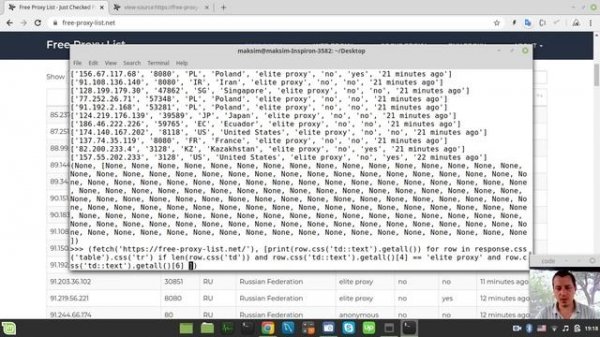 Scraping FREE PROXY LIST in 1 LINE OF PYTHON CODE within a SCRAPY Shell