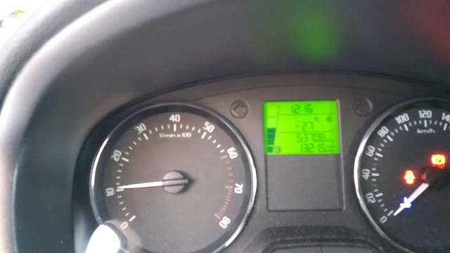 Запуск Fabia 1.4 2012 в мороз -27