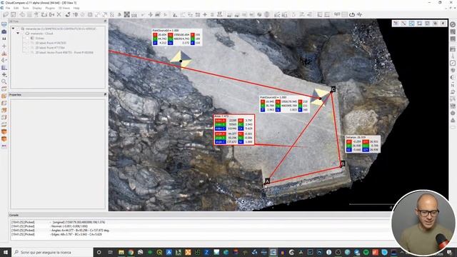 Cloud Compare - Measurements With Point Picking Tool