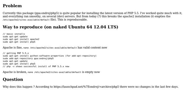 Why does this package (ppa:ondrej/php5, it's PHP 5.5) break the apache2 installation? смотреть онлайн