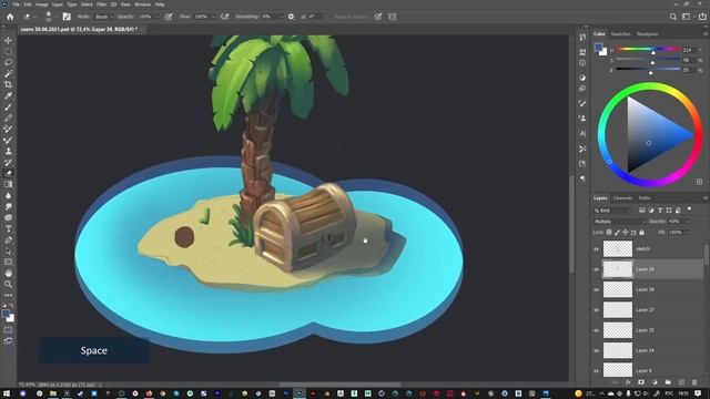 Рисуем остров сокровищ в Adobe Photoshop | уроки для новичков смотреть онлайн