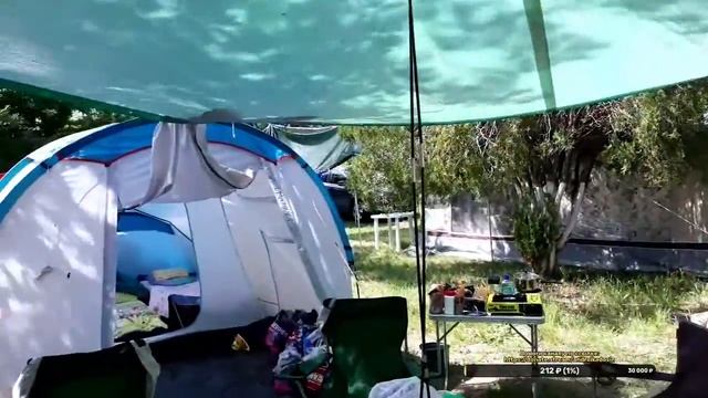 LIVE Кемпинг в Анапе. Пляжный поселок. Разбили лагерь на черном море. смотреть онлайн