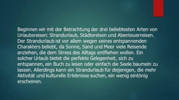 Urlaubsreisen B2 Thema | Goethe Zertifikat B2 Sprechen Teil 1 | Vortrag halten | Werkstatt B2