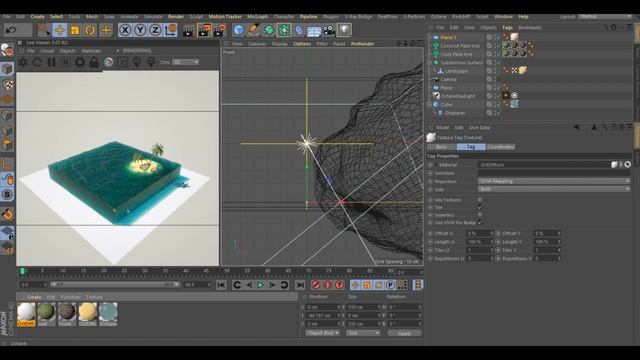 Тропическая 3D сцена в Cinema 4D | Octane Render смотреть онлайн