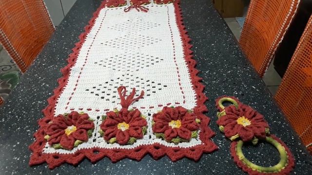 TRILHO DE MESA NATALINO E PORTA-PANO / kit de Natal / Encomenda de crochê смотреть онлайн