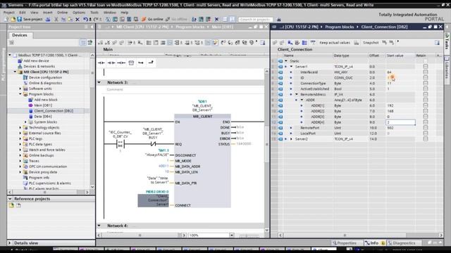 Communication Modbus TCP/IP one Client multiple Servers, Read and Write Full video смотреть онлайн