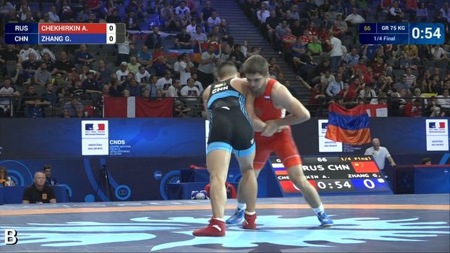 1/4 GR - 75 kg: A. CHEKHIRKIN (RUS) df. G. ZHANG (CHN) by VPO1, 9-2 смотреть онлайн