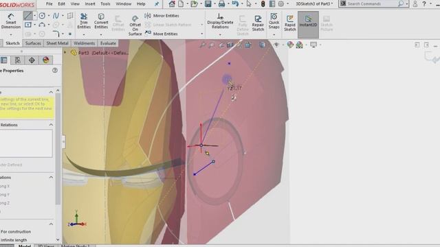 Step1 Design IRON MAN Helmet | SolidWorks Surface Tutorial. смотреть онлайн