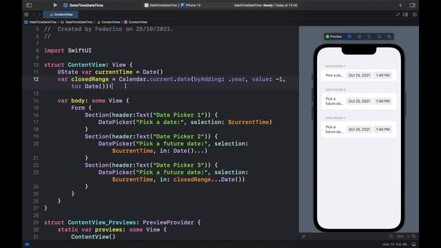 How to create a Date & Time Picker in Xcode (SwiftUI / iOS) смотреть онлайн