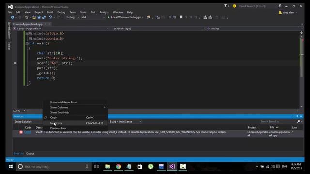 (solved) Scanf function may be unsafe, consider scanf_s instead. error C42996 in visual studio 2015 смотреть онлайн