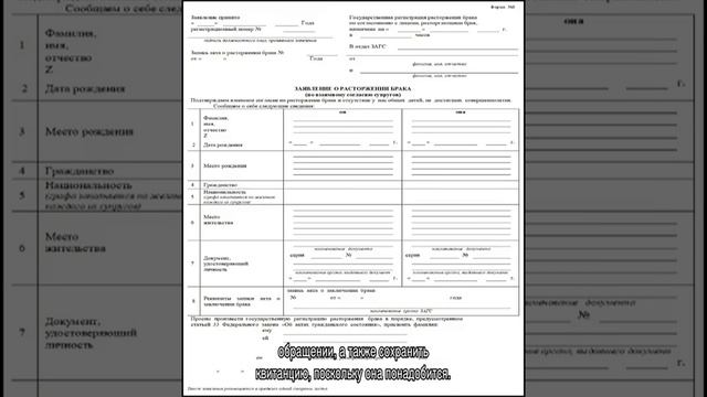 Заявление на развод смотреть онлайн