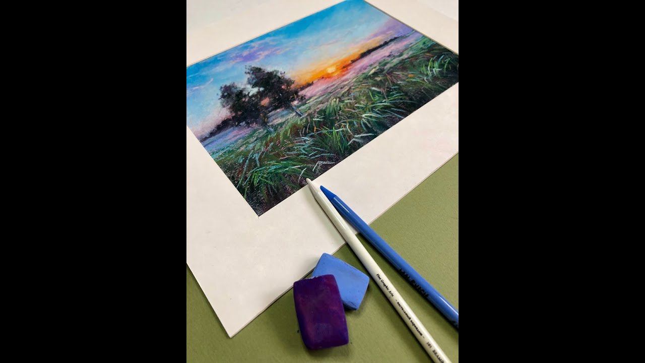 Рисуем рассвет сухой пастелью. Понравилось видео? Переходи на канал ⬇️ смотреть онлайн