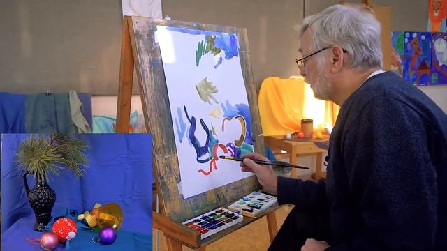 Мастер класс "Новогодний натюрморт в технике акварельной живописи" смотреть онлайн