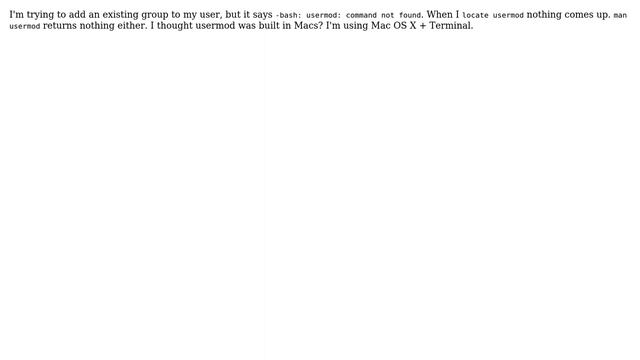 Unix: usermod: command not found смотреть онлайн