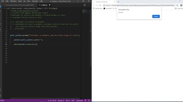 javascript Ejer 5: reverse funcion, palabra al reves смотреть онлайн