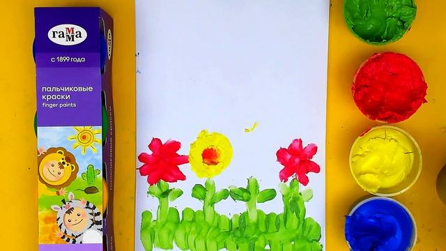 Рисуем ПАЛЬЧИКАМИ с Малышом - Цветы, Солнце, Дождик смотреть онлайн