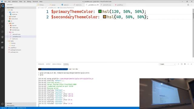 Gulp, gennemgang af Sass og Babel смотреть онлайн