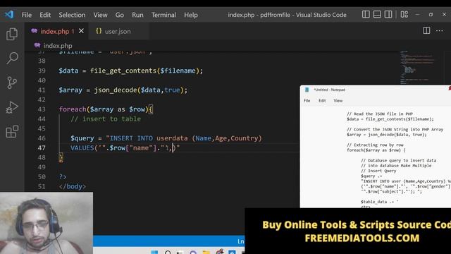 PHP 7 Script to Insert Bulk Array of JSON Objects Data File to MySQL Database Table in Browser смотреть онлайн