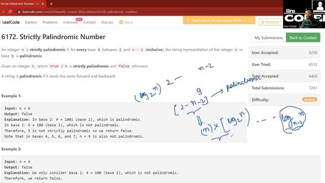2396. Strictly Palindromic Number | LeetCode Biweekly Contest 86 | LeetCode 2396 смотреть онлайн