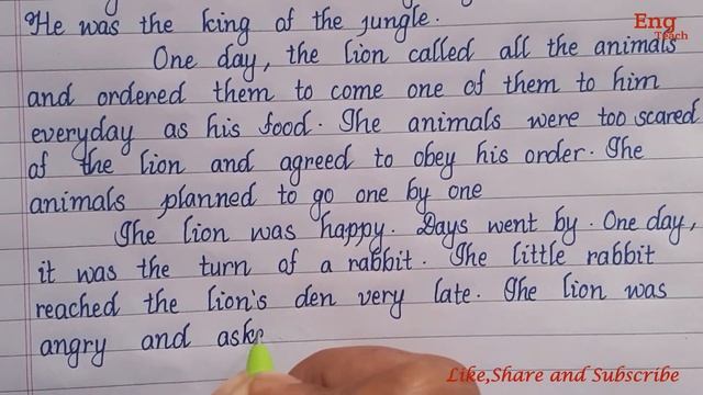 Story : The Lion and the Rabbit | writing | story writing | handwriting | English writing | Teach смотреть онлайн