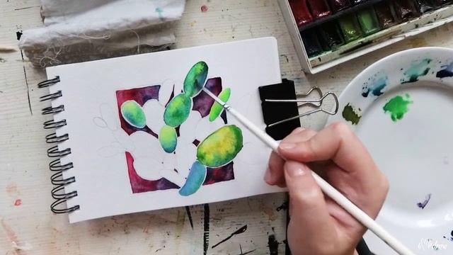 Рисую кактусы акварелью смотреть онлайн