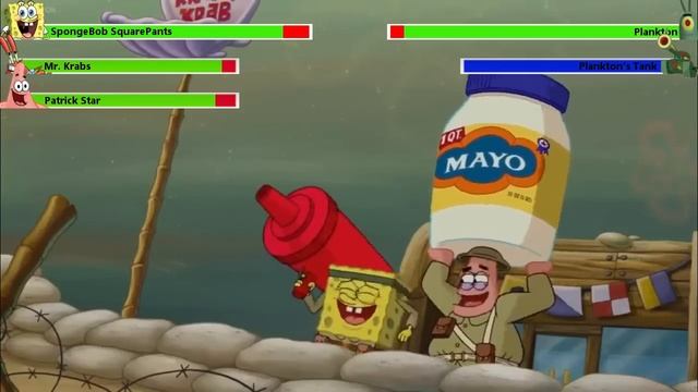 The SpongeBob Movie: Sponge Out Of Water (2015) Food Fight With Healthbars