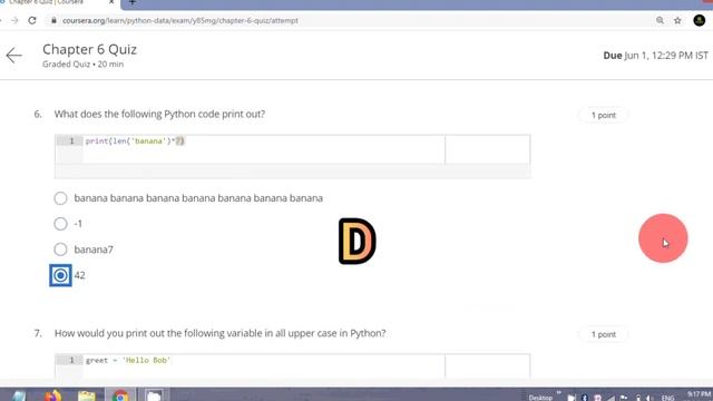 Coursera: Python Data Structures Chapter 6 QUIZ answers | Programming for Everybody chapter 6 Quiz смотреть онлайн