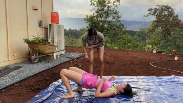 SLIPPERY YOGA POSE CHALLENGE (with baby oil!)