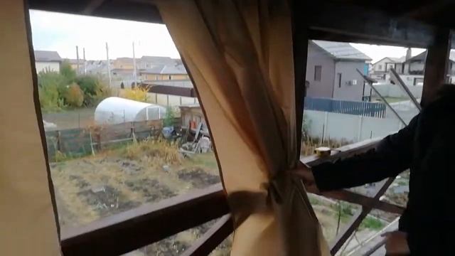 Шторы на террасу, с карнизом из ПП труб. смотреть онлайн