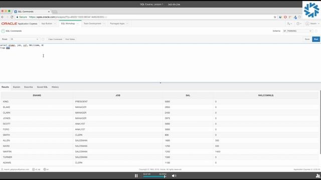Введение в SQL. Функция NVL и форматирование таблицы (Часть 10) смотреть онлайн