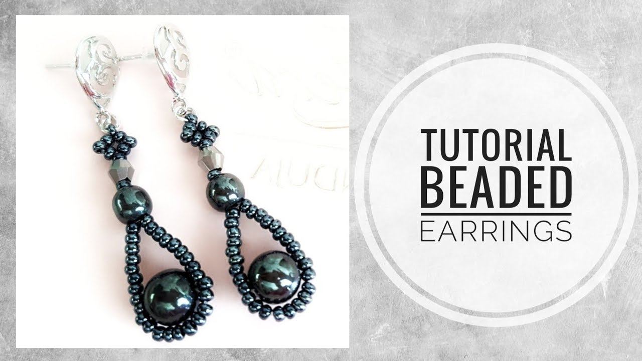 #МК - Серьги из бисера и гематитовых бусин | Earrings from beads and hematite beads смотреть онлайн