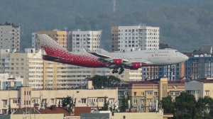 Боинг 747 над Адлером, а/к "Россия" посадка и взлет.