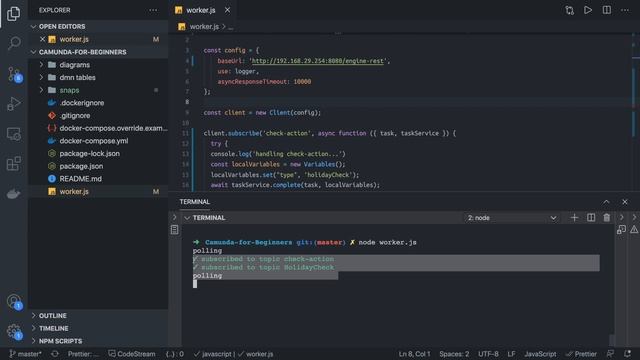 Camunda BPMN Node JS Client Listerner for Topics #18 смотреть онлайн