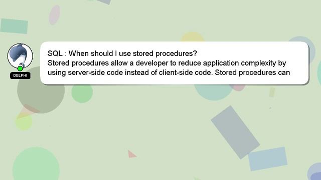 SQL : When should I use stored procedures? смотреть онлайн